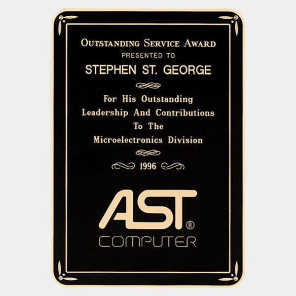 5 1/4" x 7 1/4" Laser Engravable Brass Plated Steel Plate with Gloss with Design Border Thumbnail