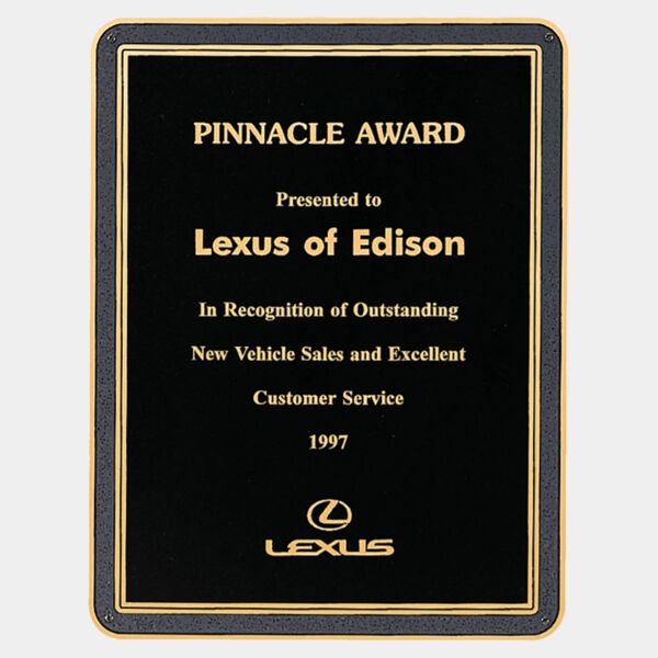 5 1/4" x 7 1/4" Brass Plated Steel Textured Plate with Florentine Border and Four Holes Thumbnail