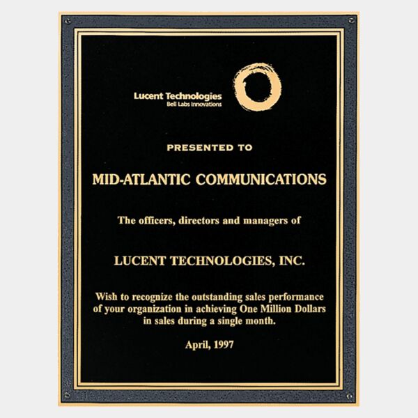 5 1/4" x 7 1/4" Brass Plated Steel Plate with Florentine Border Thumbnail