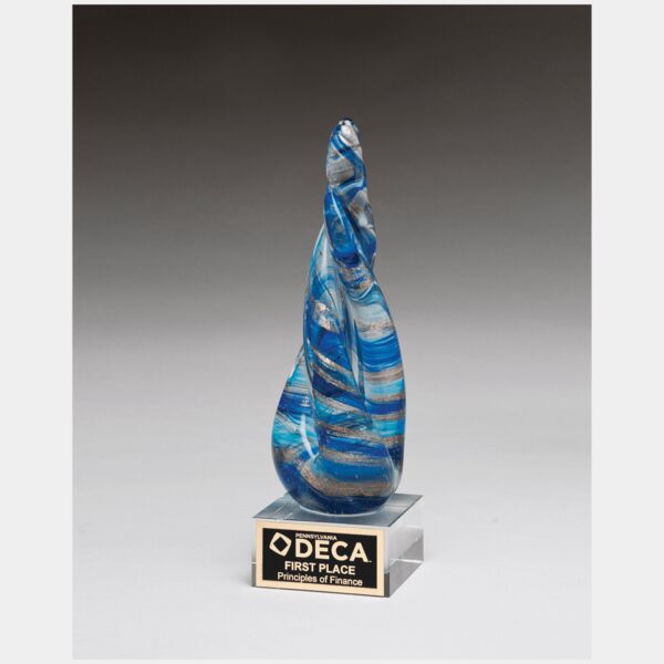 8 3/4" Twist & Art Glass with Metallic Accent on Glass Base and Laser Aluminum Plate Thumbnail