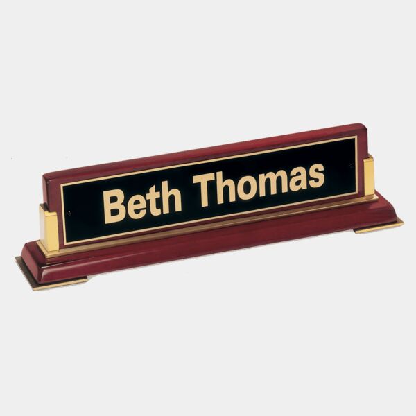 10 5/8"x 2 3/4 x 2 1/2 Piano Finish Nameplate and Metal Accents with Plate Thumbnail